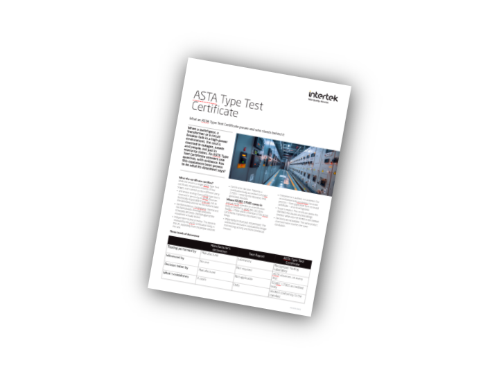 Intertek ASTA Type Test certificate