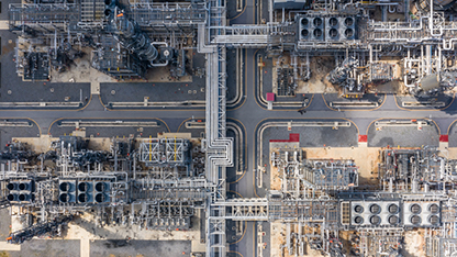 aerial view of refinery
