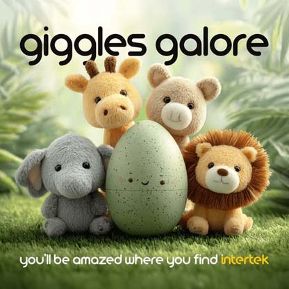 Stuffed animals and an egg with a face