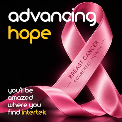 A pink ribbon identifying breast cancer awareness month