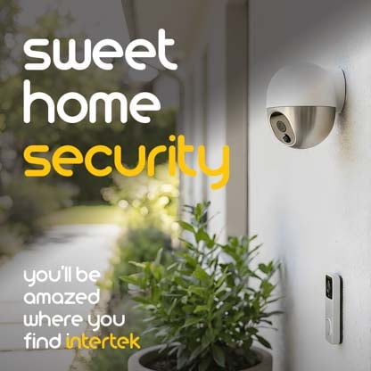 A wall mounted home security camera